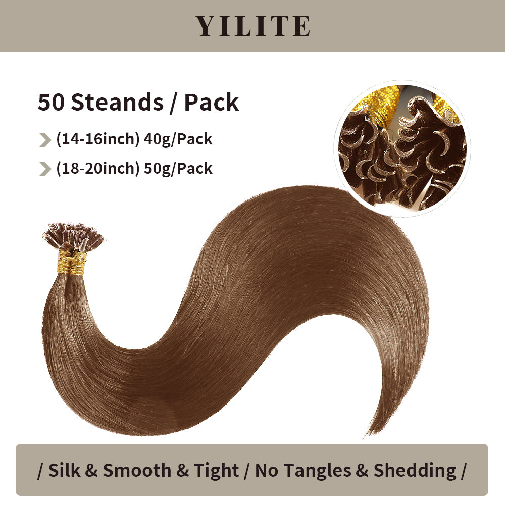 50 strands per pack, available in two weight options (#6 Chestnut Brown)