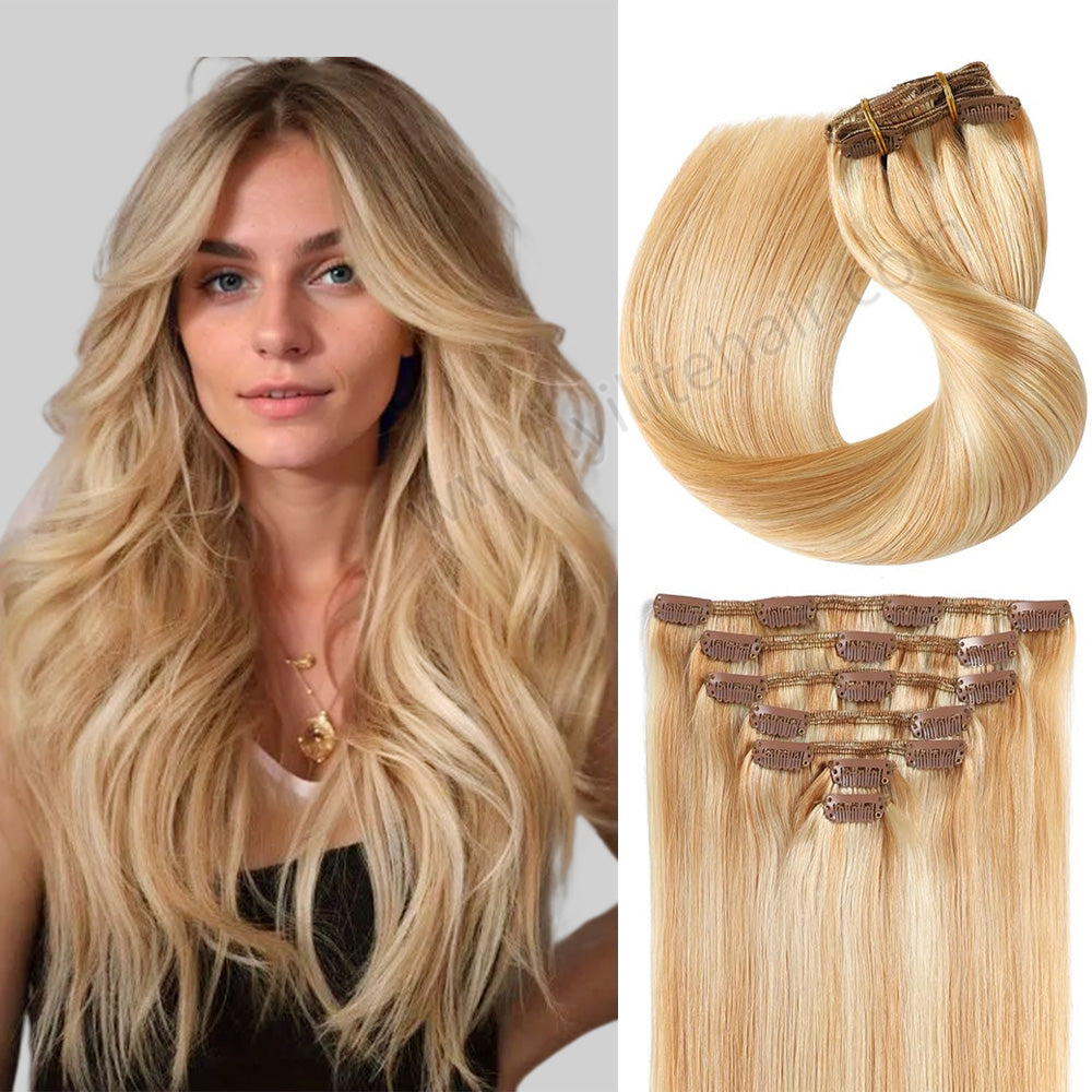 Realmhair Clip In Hair Extensions Human Hair Invisible Natural Remy Human Hair (#P27/613)