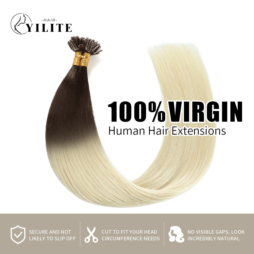 100% virgin human hair U Tip hair extensions in #T2/60