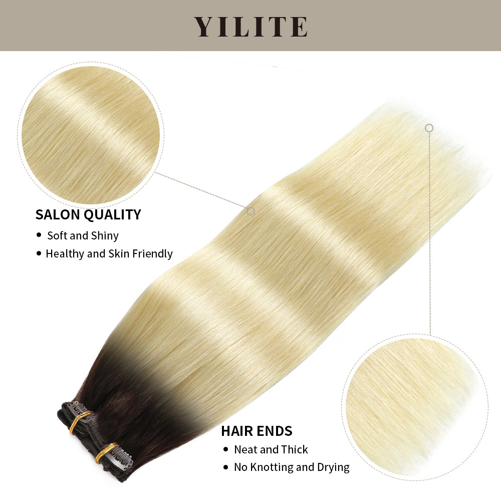 Realmhair Clip In Hair Extensions Human Hair 9Pcs 20 Clips Invisible Natural Virgin Human Hair (#T2/60)