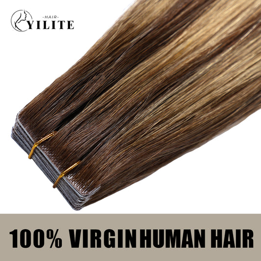 Realmhair seamless invisible tape in hair extensions 20Pcs Virgin Human Hair (P4/27/T4)
