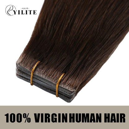 Realmhair seamless invisible tape in hair extensions 20Pcs Virgin Human Hair (#2 Darkest Brown)