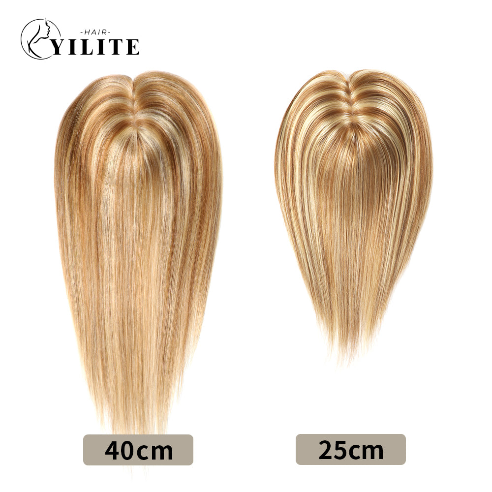 Realmhair virgin hair toppers in 25cm and 40cm (P10/22 Golden Brown Medium Blonde)