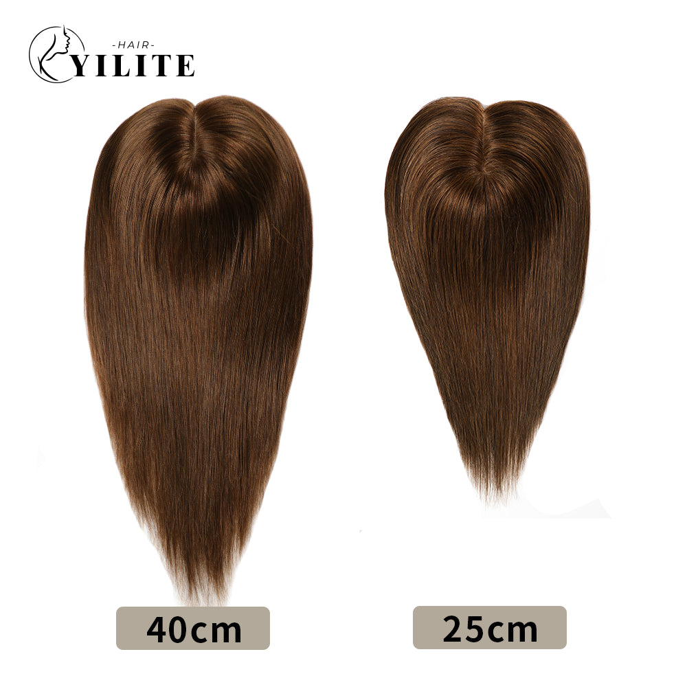 Realmhair virgin hair toppers in 25cm and 40cm (#4 Dark Brown)