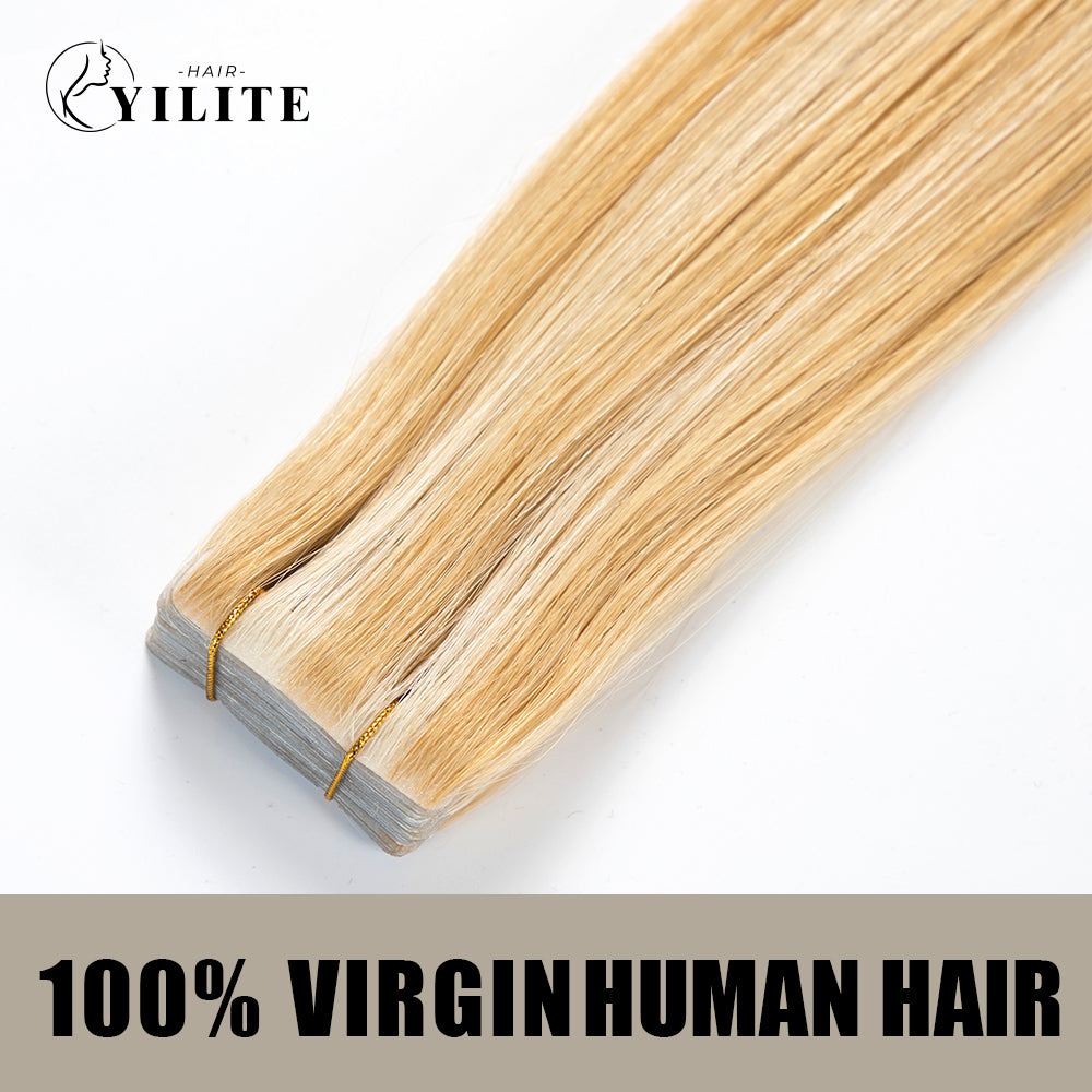Realmhair seamless invisible tape in hair extensions 20Pcs Virgin Human Hair (P27/613)