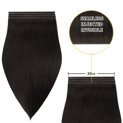 Realmhair 20*0.8cm long invisible tape in hair extensions 4Pcs virgin human hair (#1B )  