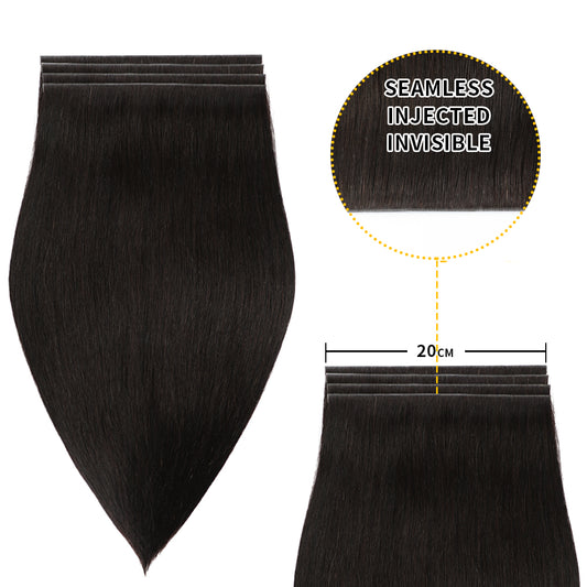 Realmhair 20*0.8cm long invisible tape in hair extensions 4Pcs virgin human hair (#1B )  
