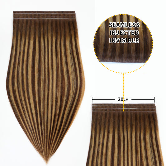 Realmhair 20*0.8cm long invisible tape in hair extensions 4Pcs virgin human hair (#P4/27/T4)