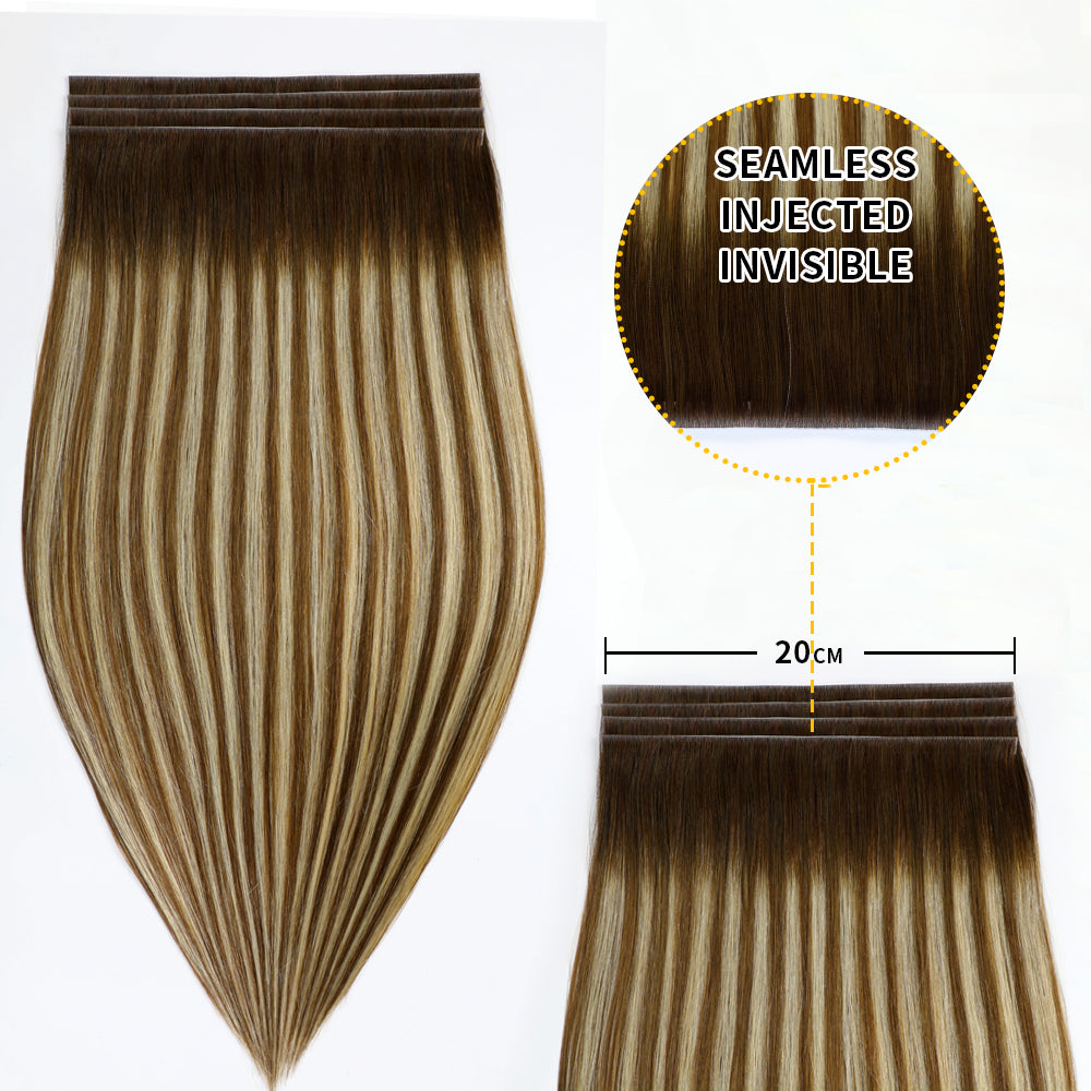 Realmhair 20*0.8cm long invisible tape in hair extensions 4Pcs virgin human hair (#P6/613/T4)