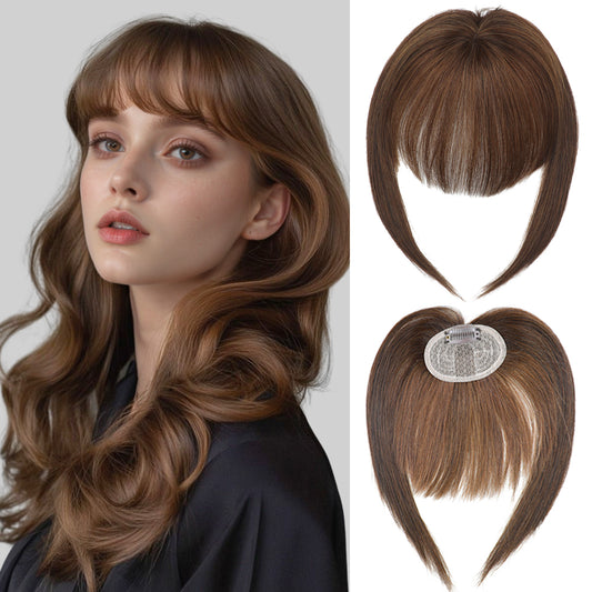 Realmhair Hand-Tied Invisible Clip In Bangs Real Remy Human Hair Wispy Bangs French Bangs (#4)