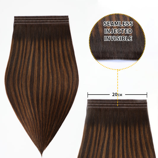 Realmhair 20*0.8cm long invisible tape in hair extensions 4Pcs virgin human hair (#P2/6/T2)