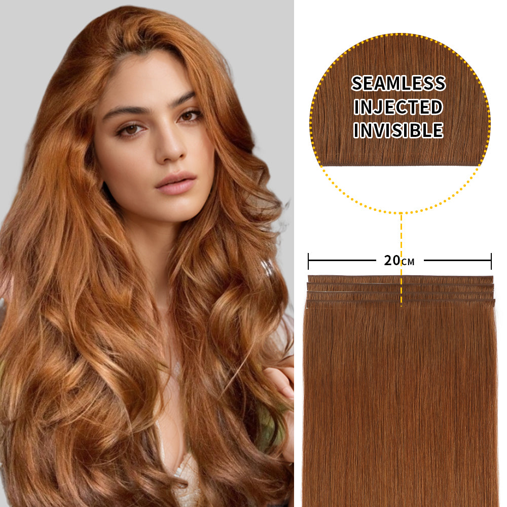 Model showcasing Realmhair 20*0.8cm long invisible tape in hair extension 4Pcs (#33)