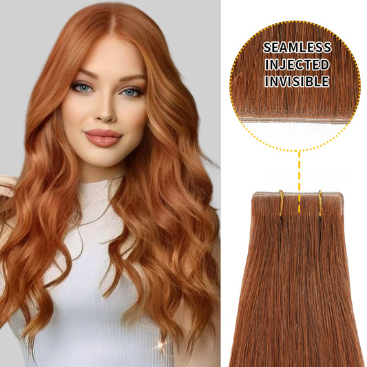Model wearing Realmhair seamless invisible tape in hair extensions 20Pcs (#33)