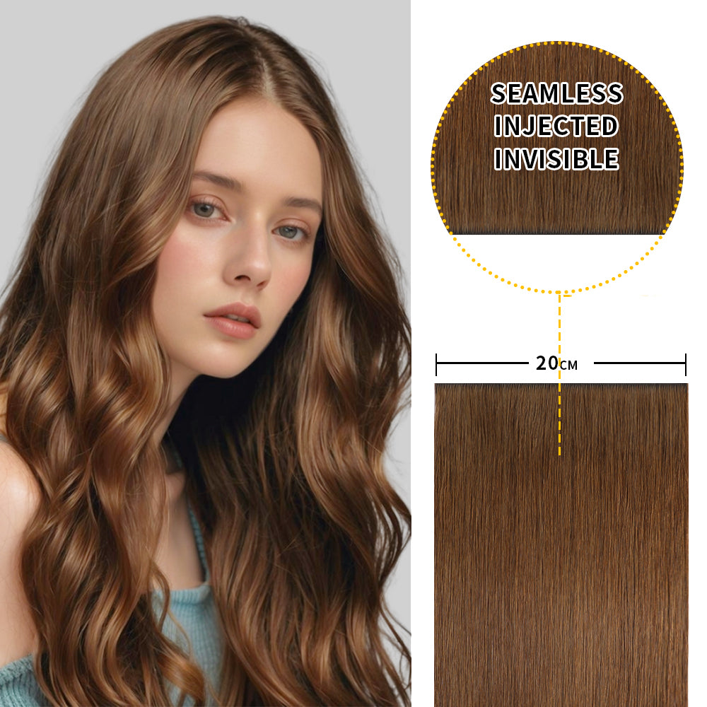 Model showcasing Realmhair 20*0.8cm long invisible tape in hair extension (#6)