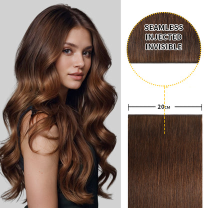 Model showcasing Realmhair 20*0.8cm long invisible tape in hair extension (#4)