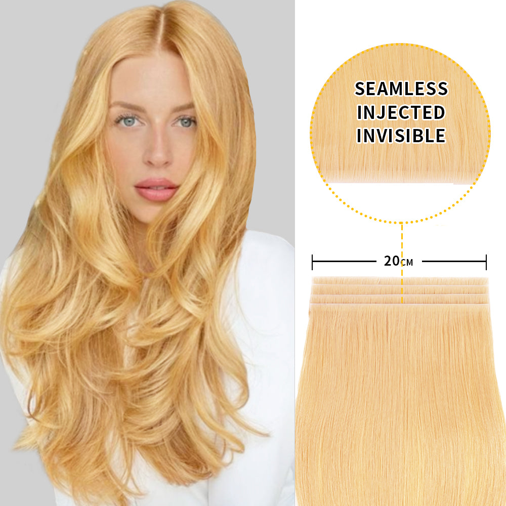 Model showcasing Realmhair 20*0.8cm long invisible tape in hair extension 4Pcs (#27)
