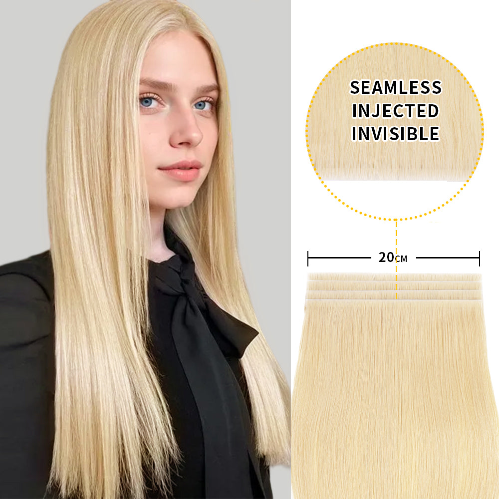Model showcasing Realmhair 20*0.8cm long invisible tape in hair extension 4Pcs (#613)