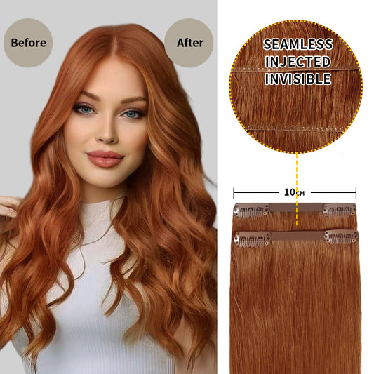 Before and after wearing Realmhair #33 seamless clip in hair pads, 10cm wide piece  