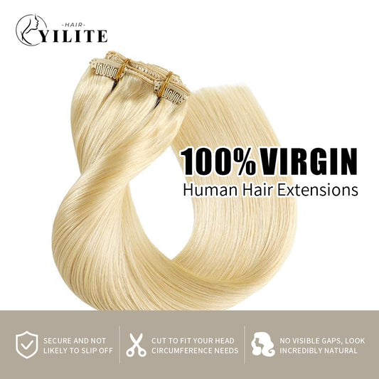 Realmhair Clip In Hair Extensions Human Hair 7Pcs 16 Clips Invisible Natural Virgin Human Hair (#613)