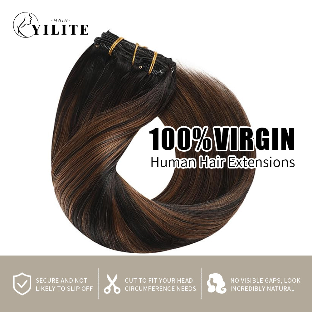 Classic #P1B/6/T1B clip-in extensions 7pcs 16 clips made from 100% virgin human hair