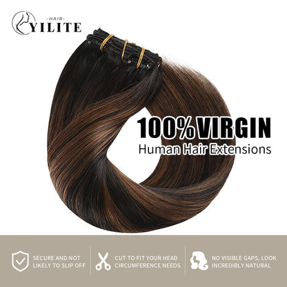 Realmhair Clip In Hair Extensions 9Pcs 20 Clips Invisible Natural Virgin Human Hair (#P1B/6/T1B)