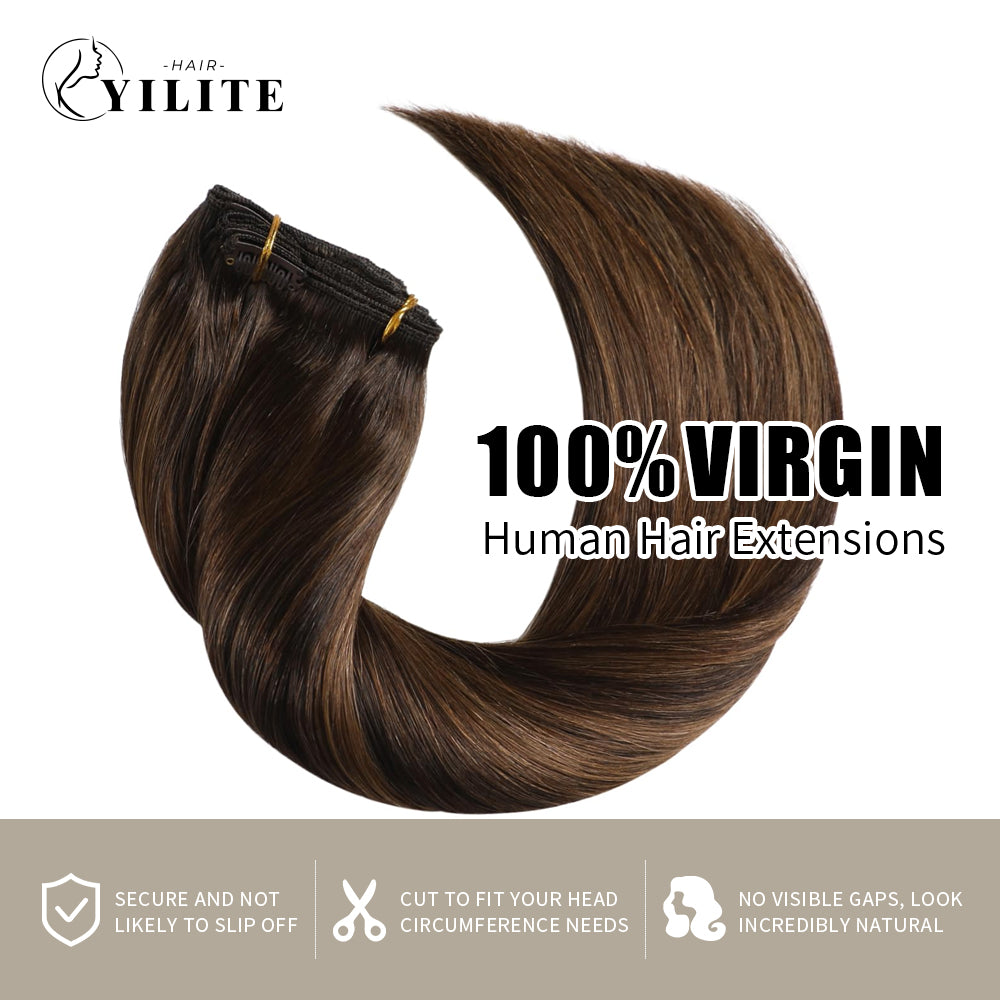 Realmhair Clip In Hair Extensions 8Pcs 18 Clips Invisible Natural Virgin Human Hair (#P2/6/T2)
