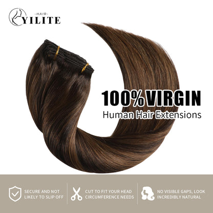 Realmhair Clip In Hair Extensions 8Pcs 18 Clips Invisible Natural Virgin Human Hair (#P2/6/T2)