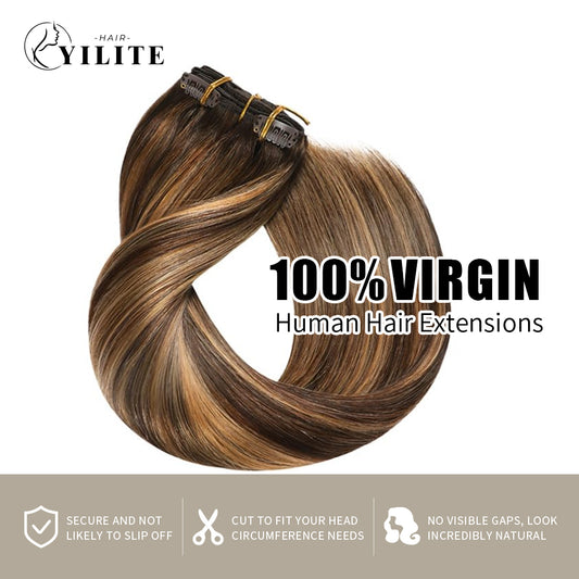 Realmhair #P4/27/T4 clip in hair extensions 7Pcs 16 Clips Virgin Human Hair 