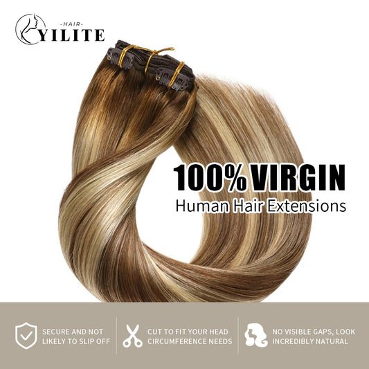 Realmhair #P6/613/T4 clip-in hair extensions 7pcs 16 clips, 100% virgin human hair