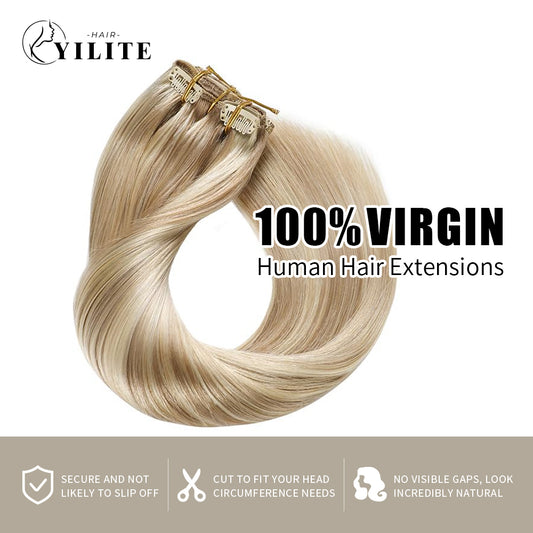 Realmhair Clip In Hair Extensions 7Pcs 16 Clips Invisible Natural Virgin Human Hair (#P18/613)