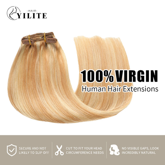 Realmhair Clip In Hair Extensions 7Pcs 16 Clips Invisible Natural Virgin Human Hair (#P27/613)