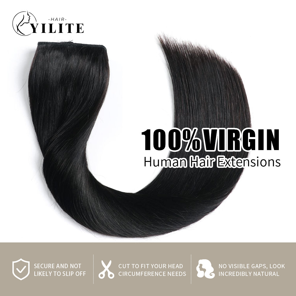 100% virgin human hair wire extensions (#1 Jet Black)