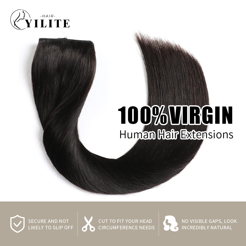100% virgin human hair wire extensions (#1B Natural Black)