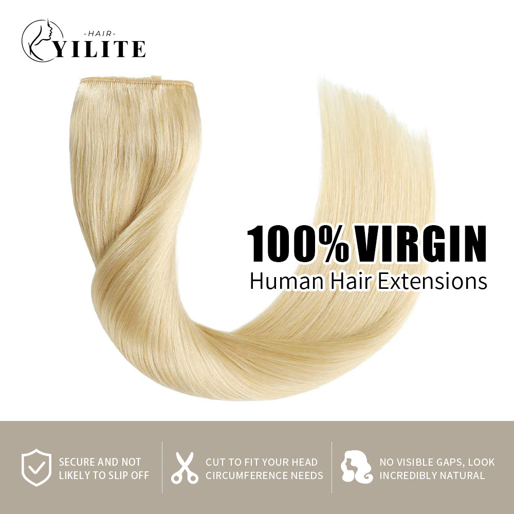 100% virgin human hair wire extensions (#60 Platinum Blonde)