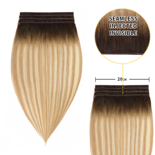 Realmhair 20*0.8cm long invisible tape in hair extensions 4Pcs virgin human hair (#T2/P18/60)