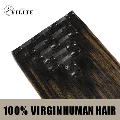Realmhair Seamless Injected Hand-Tied Invisible Clip-ins 7Pcs 16 Clips Virgin Human Hair (#P1B/6/T1B)