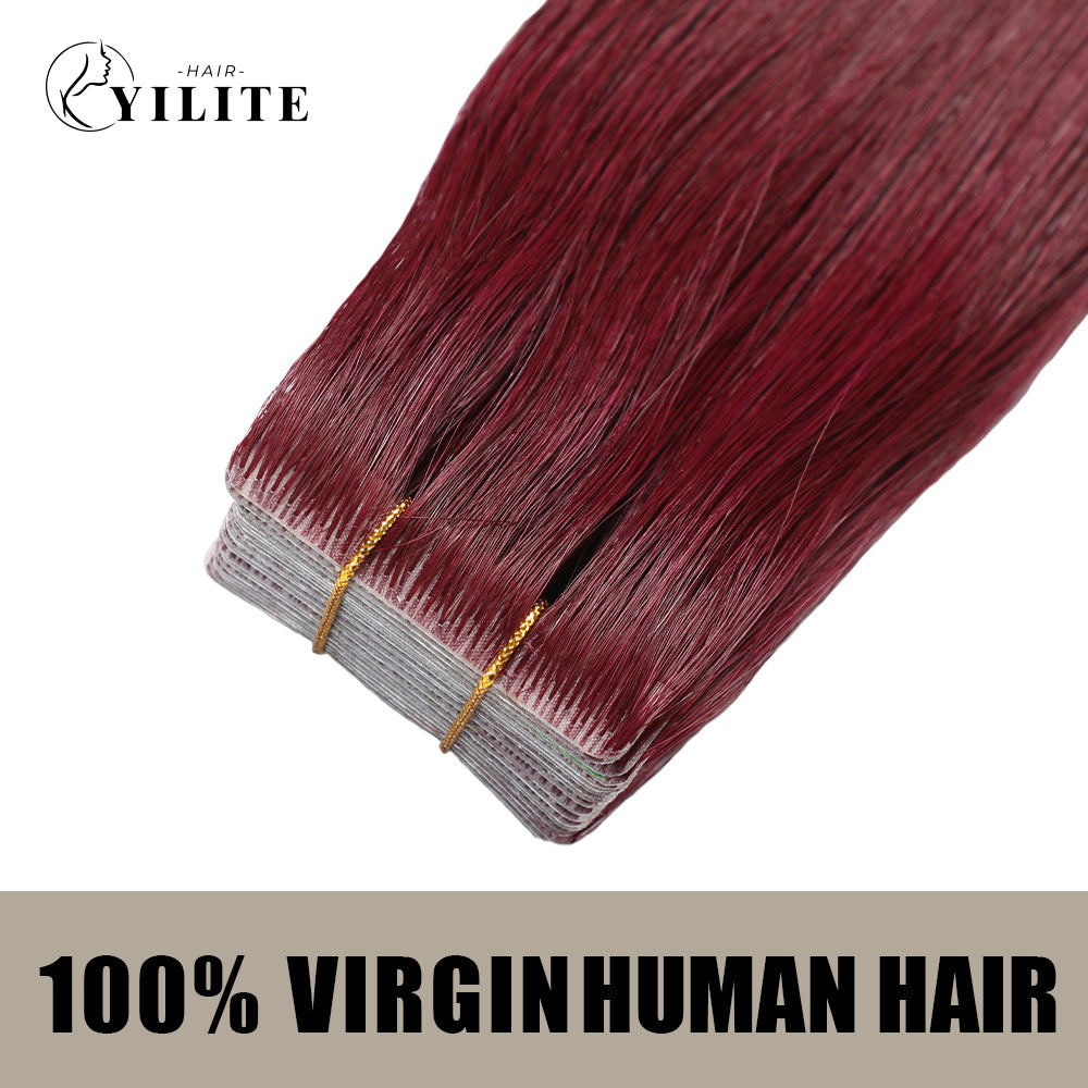 Realmhair seamless invisible tape in hair extensions 20Pcs virgin human hair (#99J)