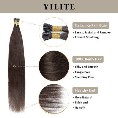 U Tip hair extensions with Italian keratin glue, 100% virgin hair, healthy ends (#2)   