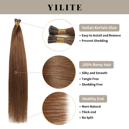 Realmhair I Tip hair extensions with Italian keratin glue, 100% virgin hair, healthy ends (#6)