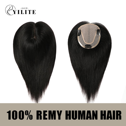Realmhair hair toppers virgin human hair 12¡Á13 Mono Silk Base (#1 Jet Black)