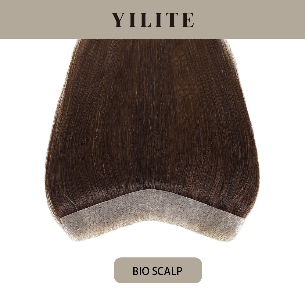 Realmhair Bio Scalp 2.5x16cm invisible seamless hair patch with skin-like base (#2?Darkest?Brown)
