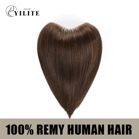 Realmhair seamless hair patch 3x16cm virgin human hair (#2?Darkest?Brown)