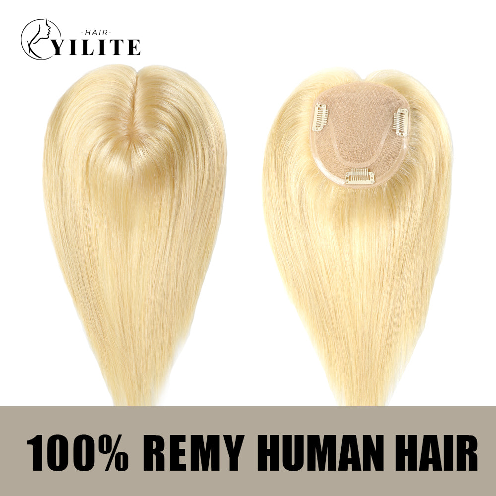Realmhair hair toppers virgin human hair 12¡Á13 Mono Silk Base (#613 Bleach Blonde)