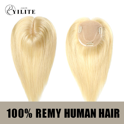 Realmhair hair toppers virgin human hair 12¡Á13 Mono Silk Base (#613 Bleach Blonde)