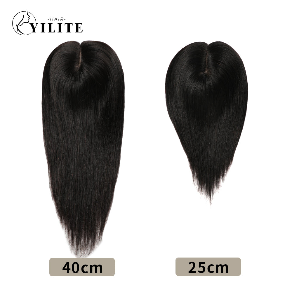 Realmhair virgin hair toppers in 25cm and 40cm (#1 Jet Black)