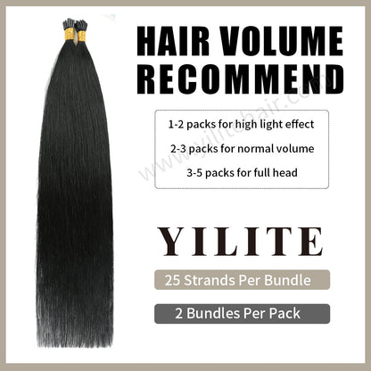 Realmhair I Tip hair extensions with hair volume recommendation (#1 Jet Black)  