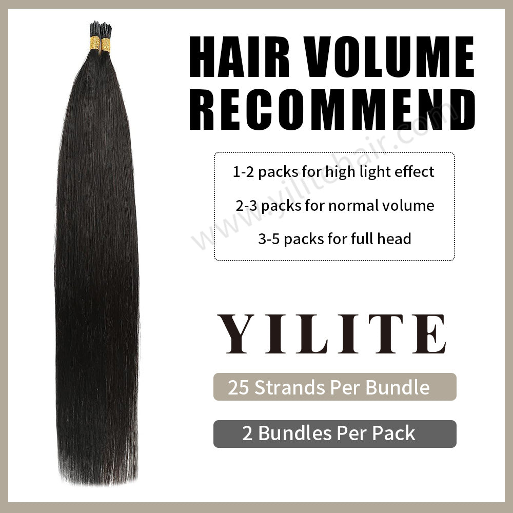 Realmhair I Tip hair extensions with hair volume recommendation (#1B Natural Black) 