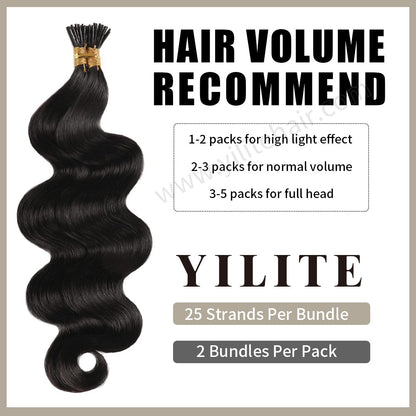 Realmhair Body Wave I Tip hair extensions with hair volume recommendation (#1B Natural Black) 