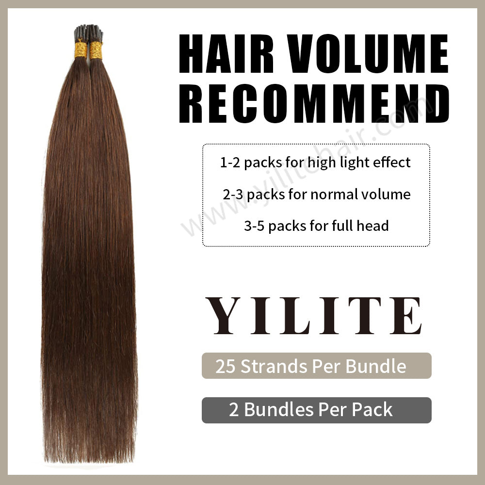 Realmhair I Tip hair extensions with hair volume recommendation (#4 Chocolate Brown) 
