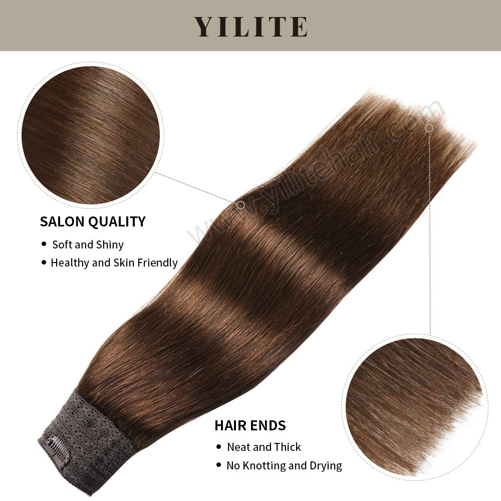 Realmhair wire extensions with salon quality and thick hair ends (#4 Medium Brown)